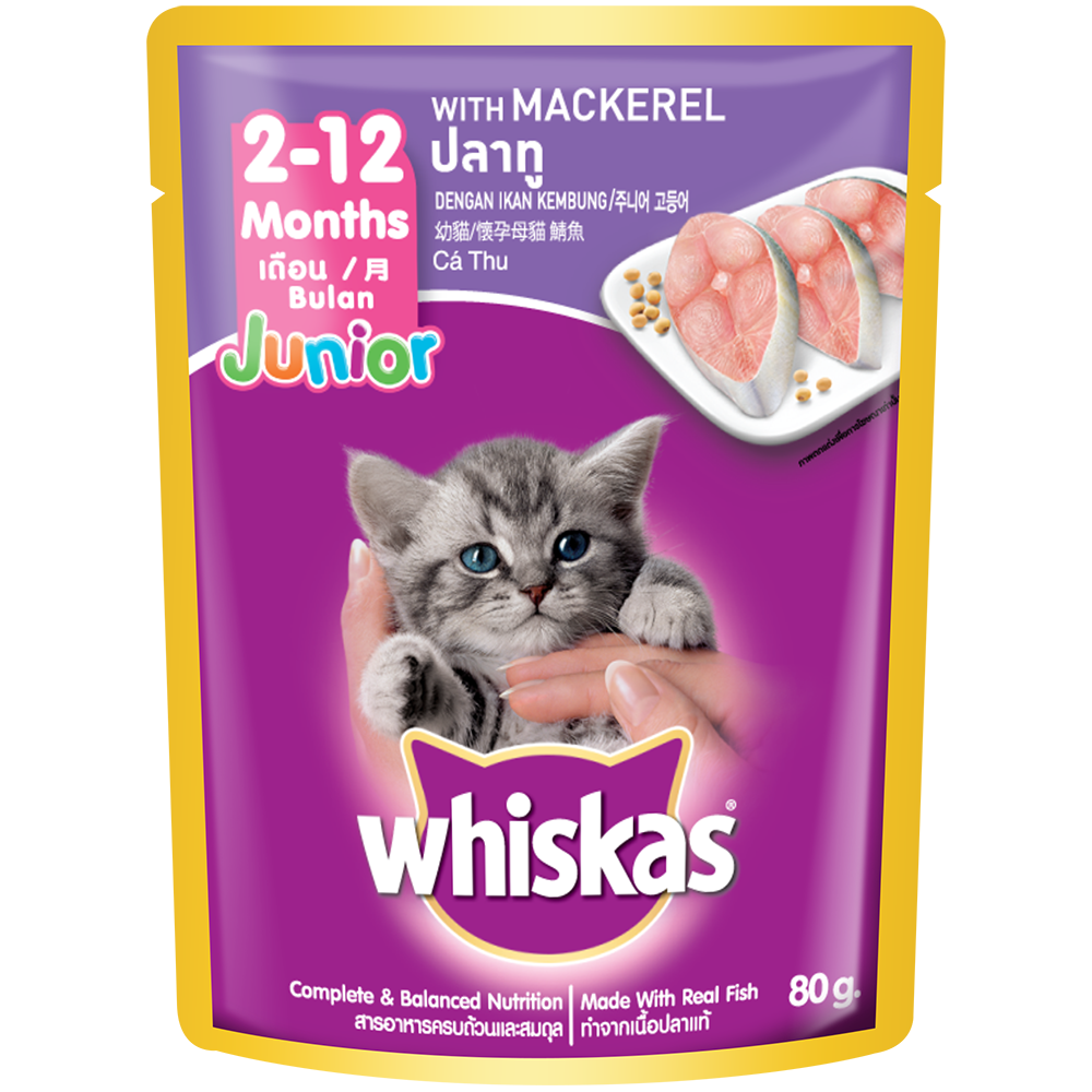 Whiskas Pouch 2-12 Months Junior Mackerel 80g