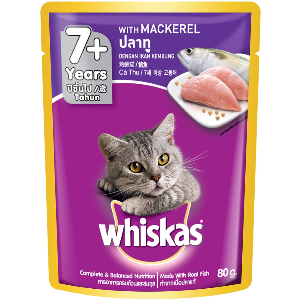 Whiskas Pouch 7+ Years Mackerel 80g