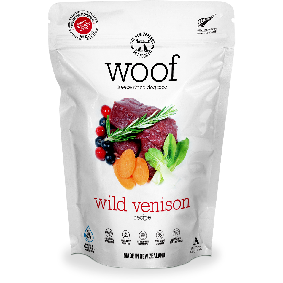 Woof Freeze-Dried Raw Wild Venison Dog Food 1kg