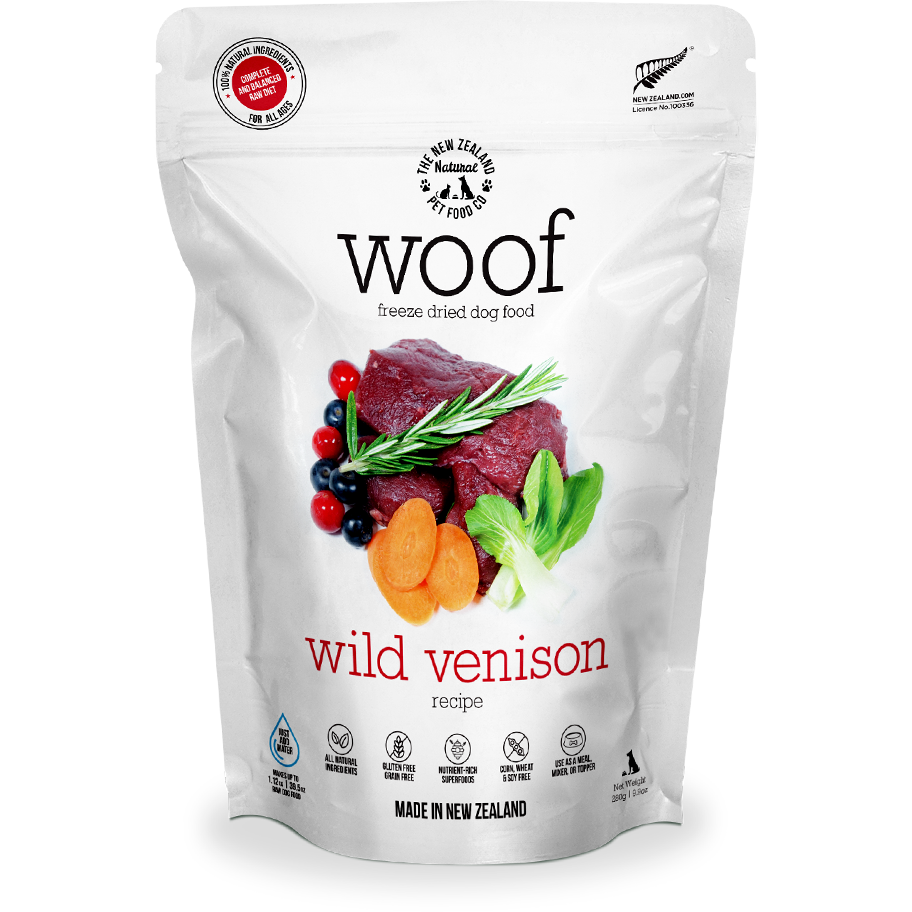 Woof Freeze-Dried Raw Wild Venison Dog Food 280g