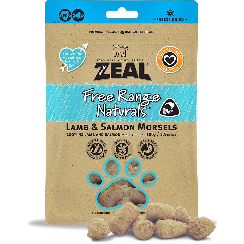 Zeal Free Range Naturals Lamb & Salmon Morsels 100g